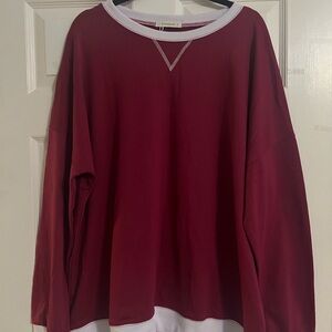 Fantaslook Burgundy Long Sleeve with White Trim Size 2X